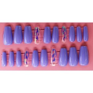 Purple Rain Medium Coffin Gloss Finish Press On Nails Long